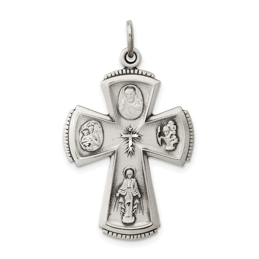Sterling Silver Antiqued Cross Pendant Holiday Gift for Women