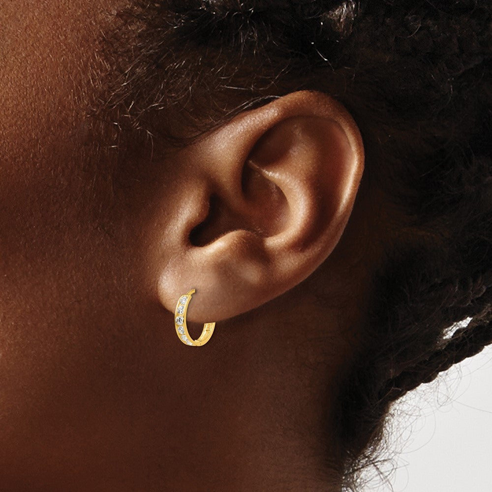 14k Yellow Gold Madi K CZ Children's Hinged Hoop Earrings