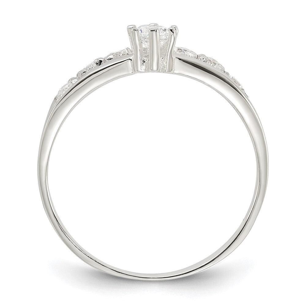 Sterling Silver Row and Solitaire Cubic Zirconia Ring Size 6