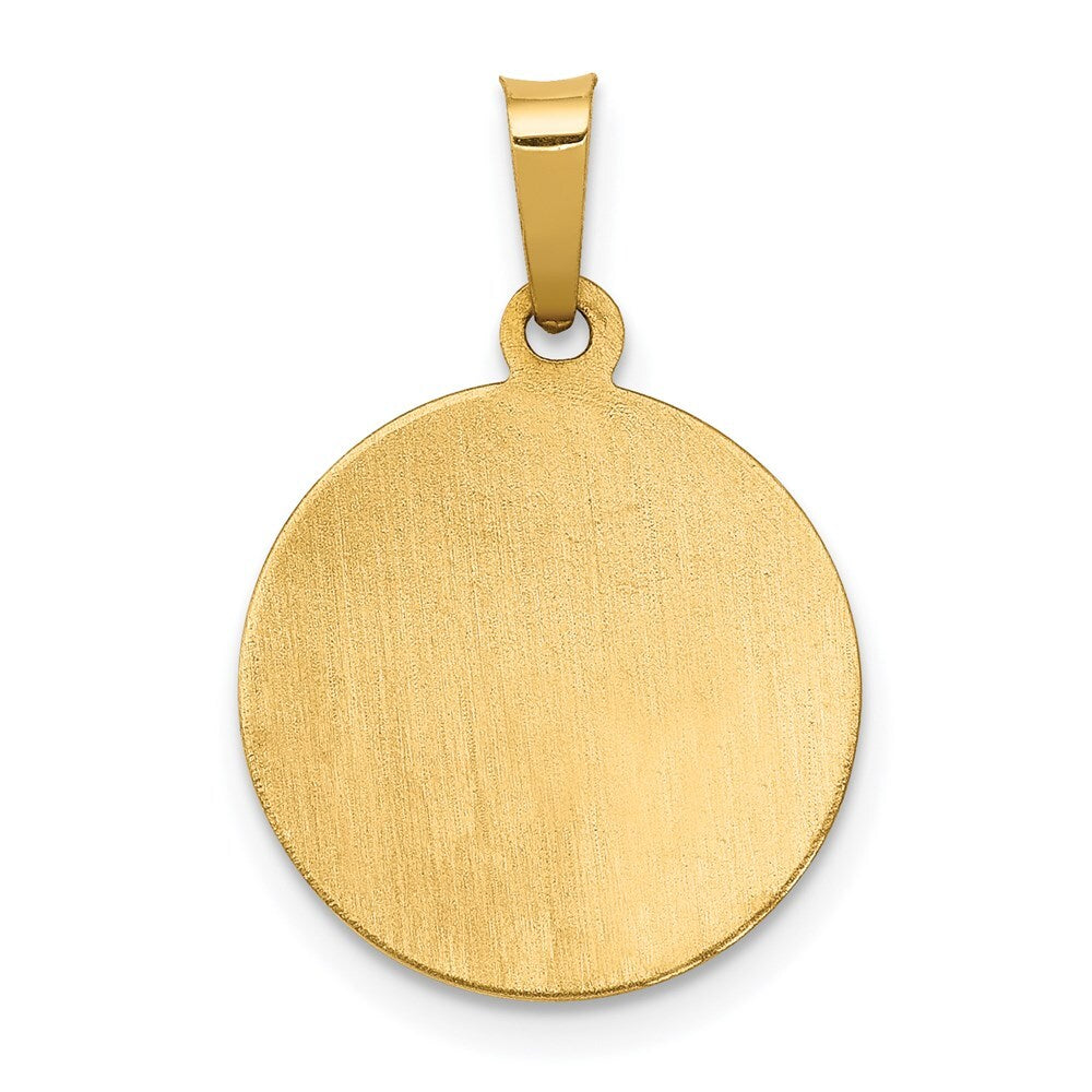 14k Yellow Gold Polished and Satin St. Barbara Medal Hollow Pendant for Women