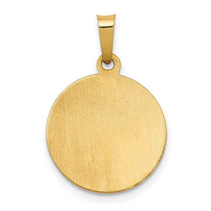 14k Yellow Gold Polished and Satin St. Barbara Medal Hollow Pendant for Women