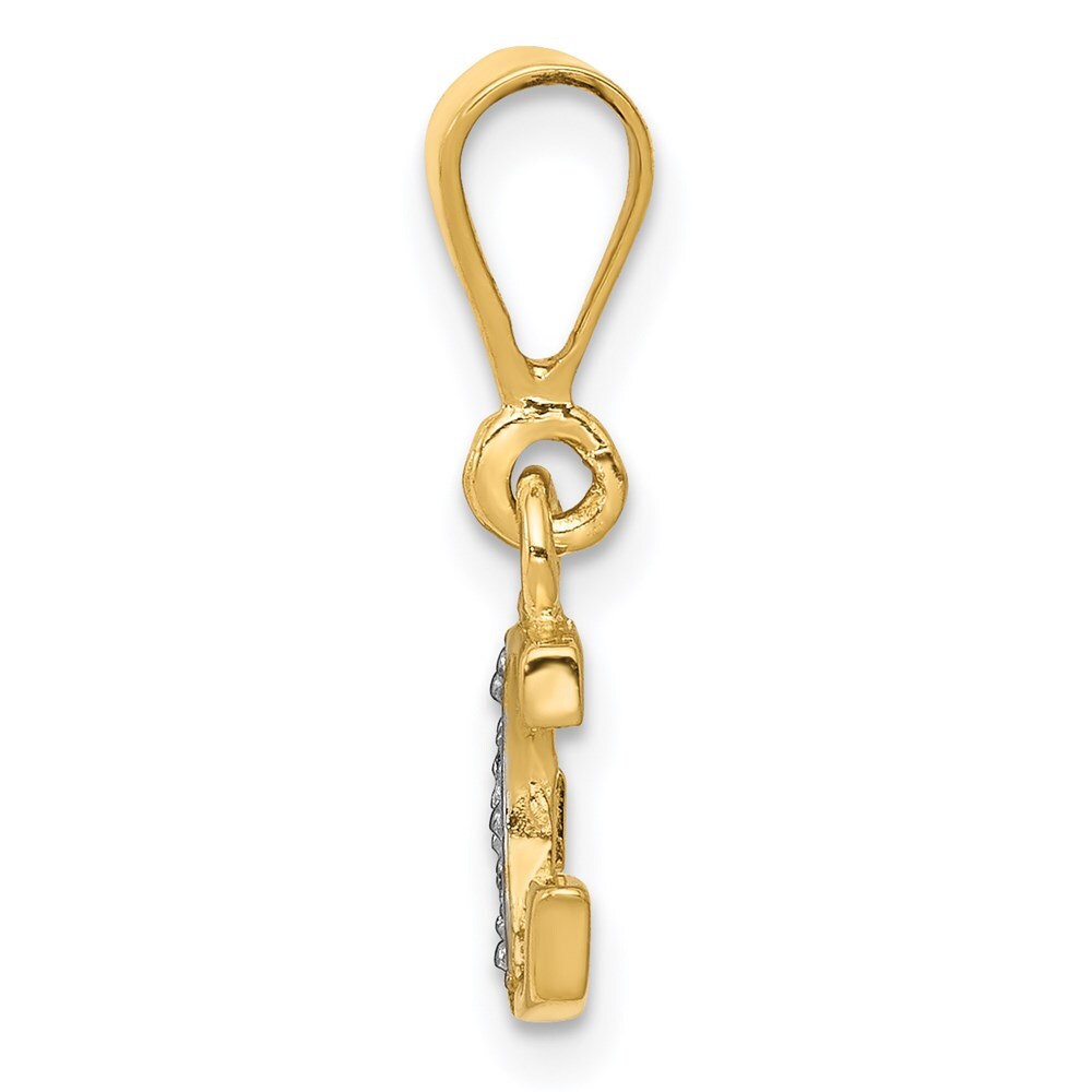 14k Yellow Gold with Rhodium Diamond Letter G Initial Pendant for Women