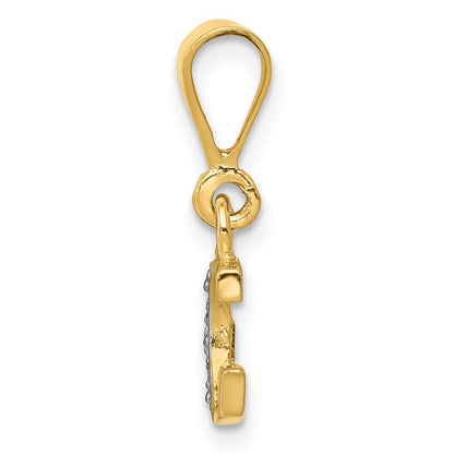 14k Yellow Gold with Rhodium Diamond Letter G Initial Pendant for Women