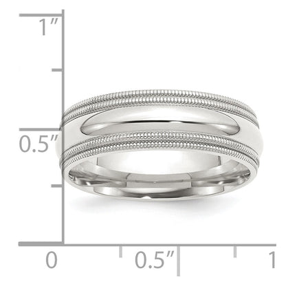 Sterling Silver 7mm Comfort Fit Double Milgrain Size 7 Band