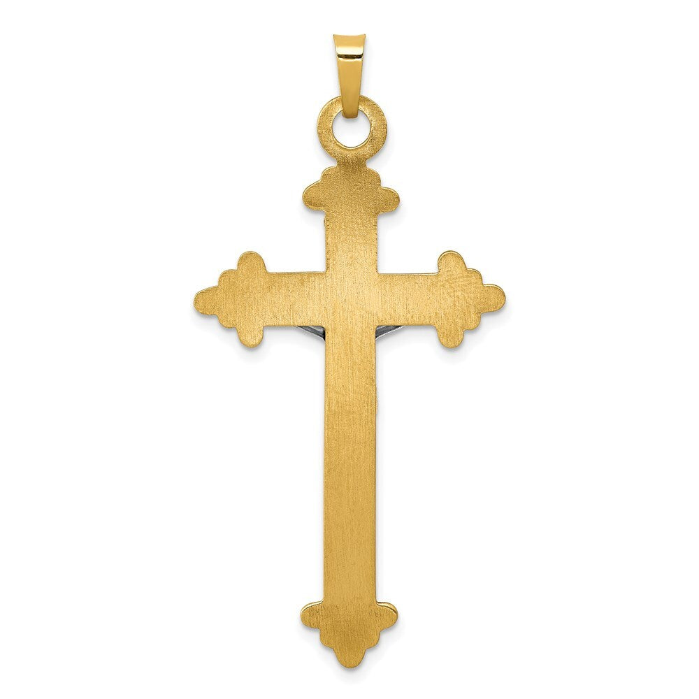 14k Two-tone Gold INRI Hollow Crucifix Pendant for Women