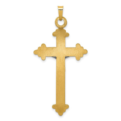 14k Two-tone Gold INRI Hollow Crucifix Pendant for Women
