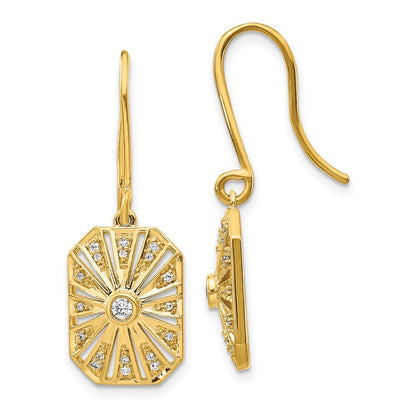 14k Yellow Gold Diamond Vintage Drop & Dangle Earrings