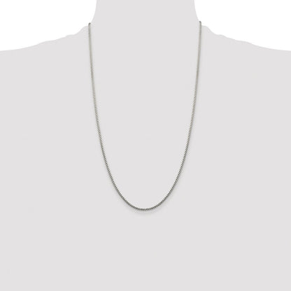 Sterling Silver Rhodium-plated 1.75mm Diamond-cut Round Box Chain