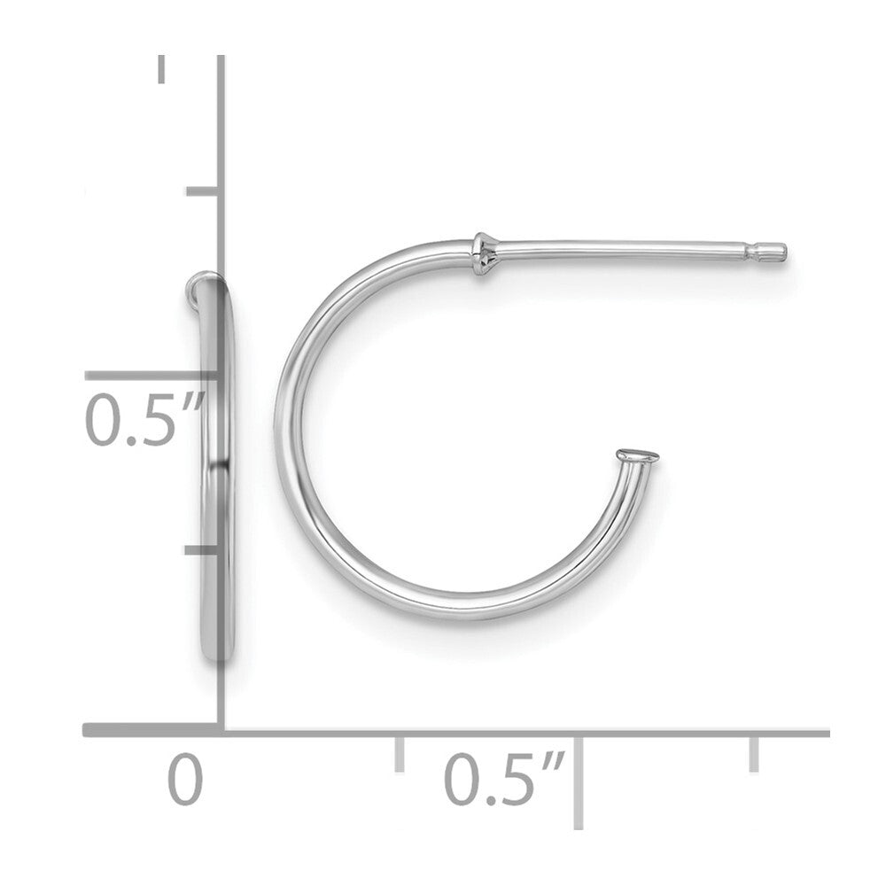 14k White Gold Polished 1.2 x 14mm Solid C-Hoop Earrings Gift for Women