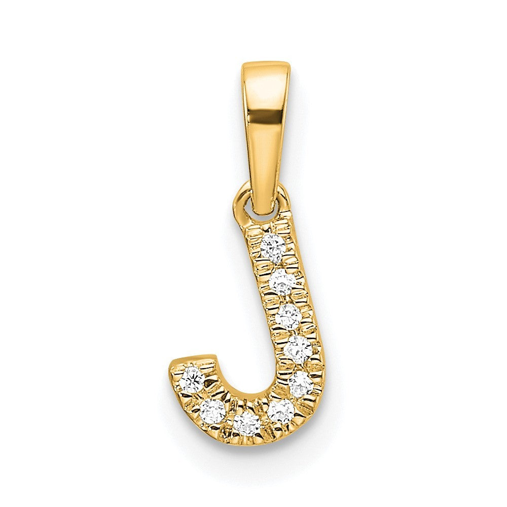 14k Yellow Gold  Diamond Letter J Initial with Bail Pendant