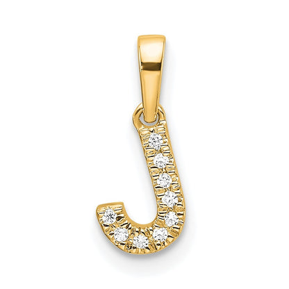 14k Yellow Gold  Diamond Letter J Initial with Bail Pendant