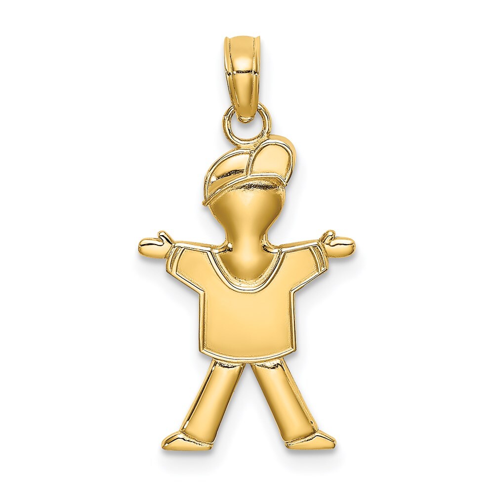 14k Yellow Gold Polished Full Body Boy Charm Pendant for Women