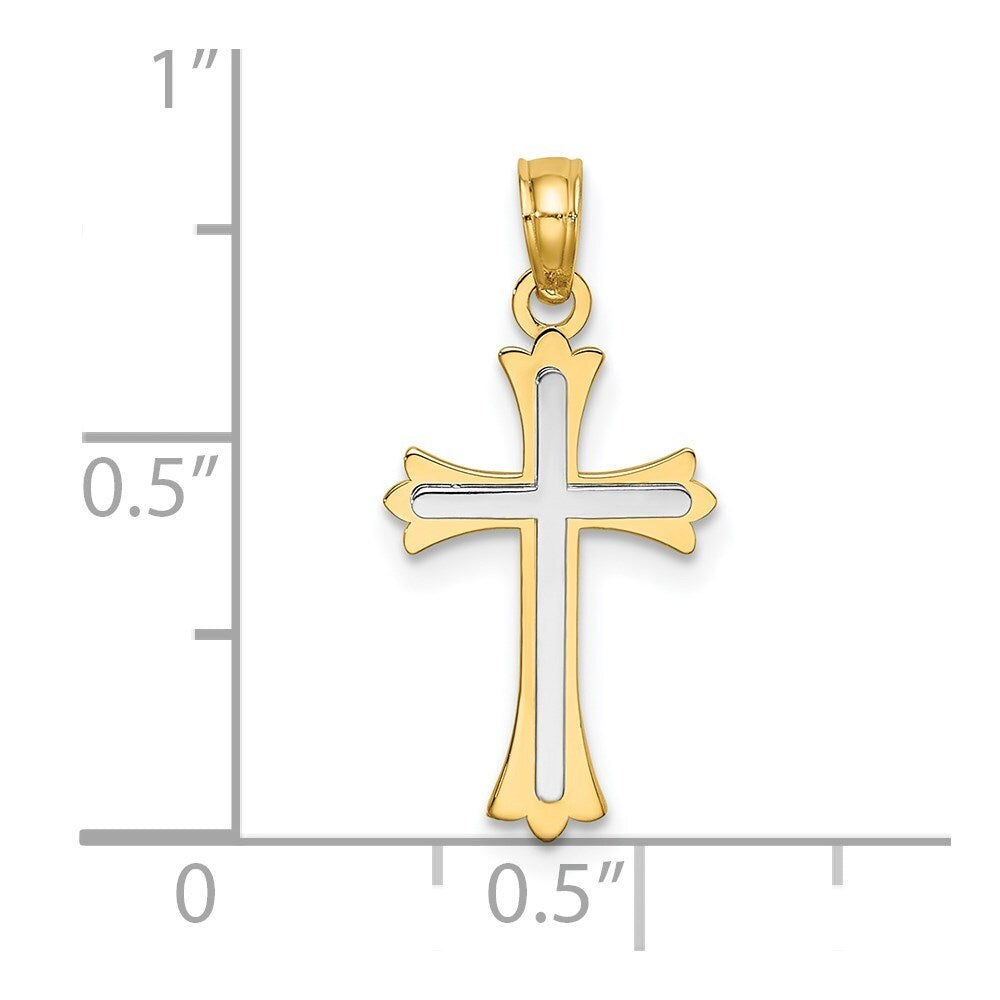 14k Two-tone Gold Center Cross Charm Pendant for Women