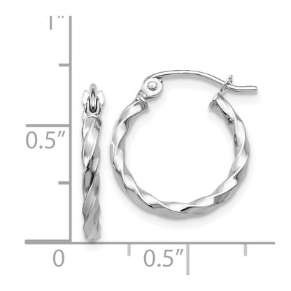 14k White Gold Twist Polished Hoop Earring Gift for Women