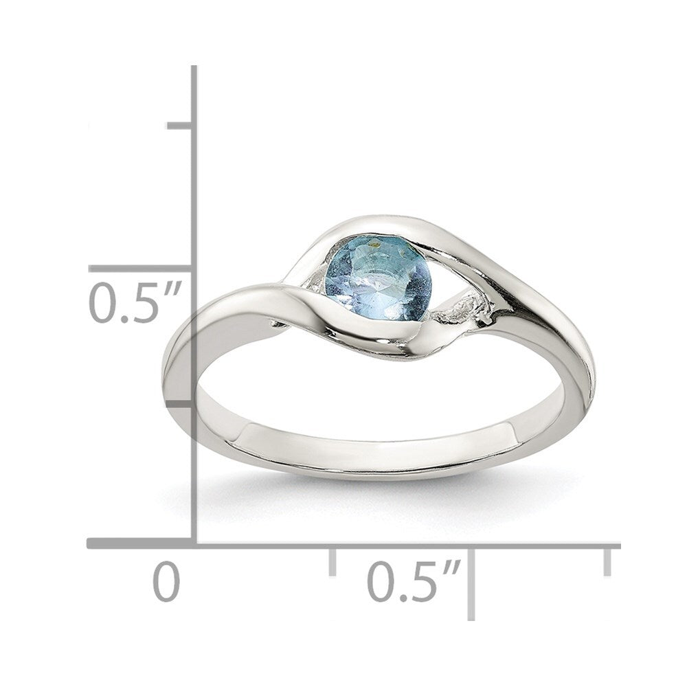 Sterling Silver Blue Glass Ring Size 8