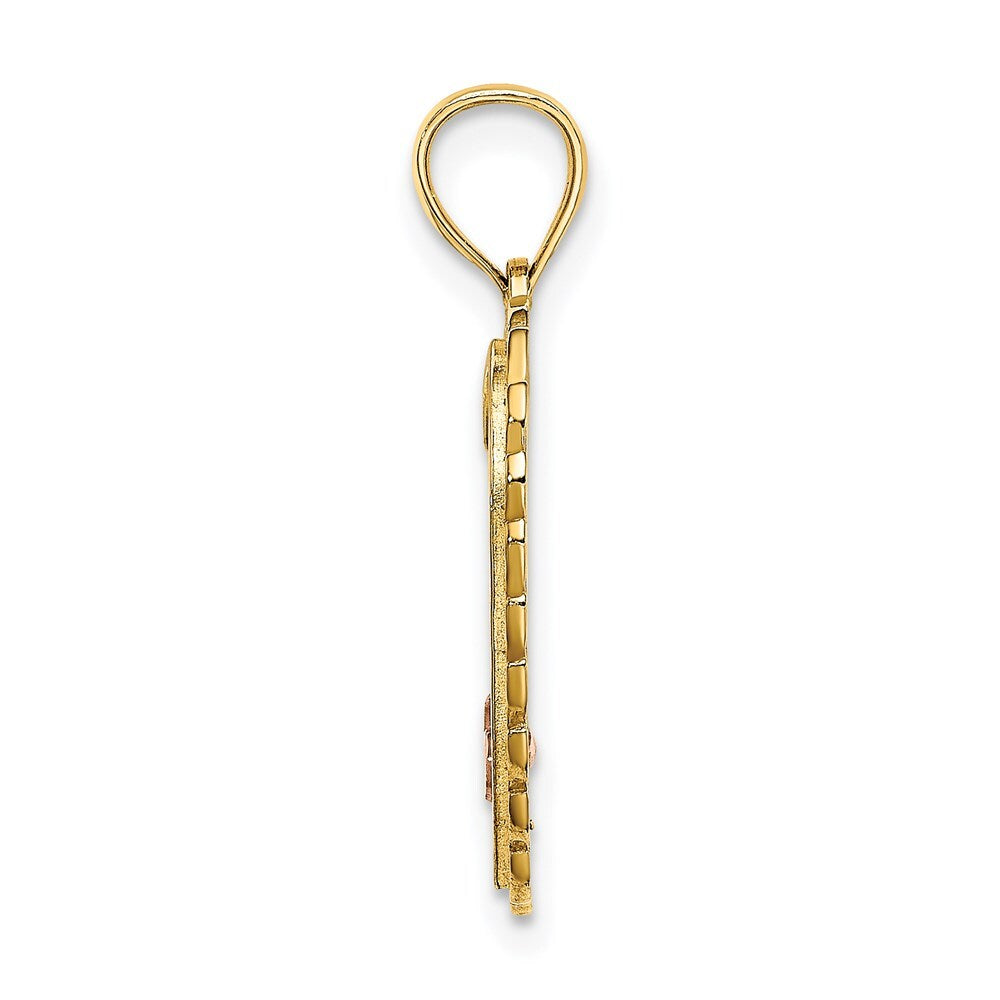 14k Two-tone Gold White Rhodium SWEET 16 In Heart Charm Pendant