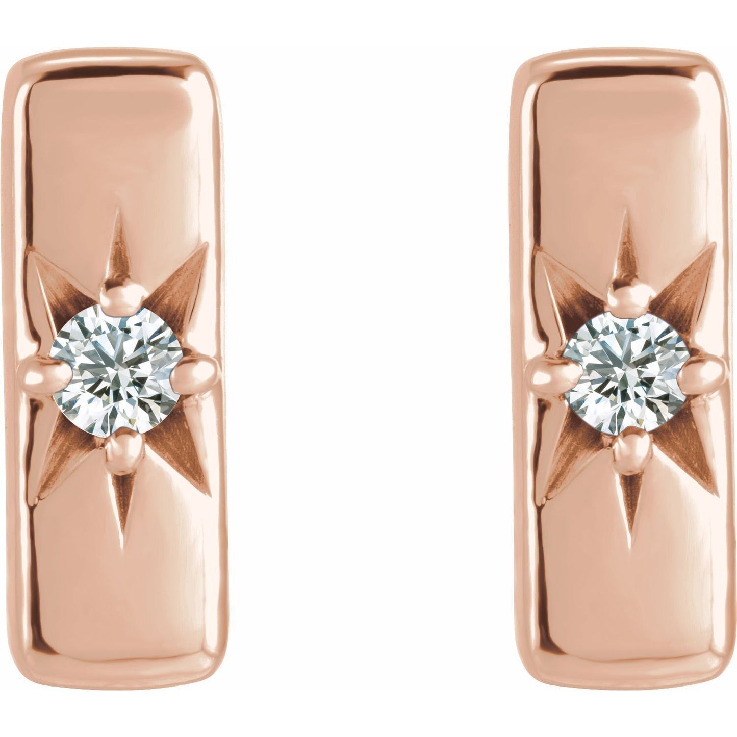 14k Rose Gold .07 CTW Lab-Grown Diamond Starburst Bar Stud Earrings