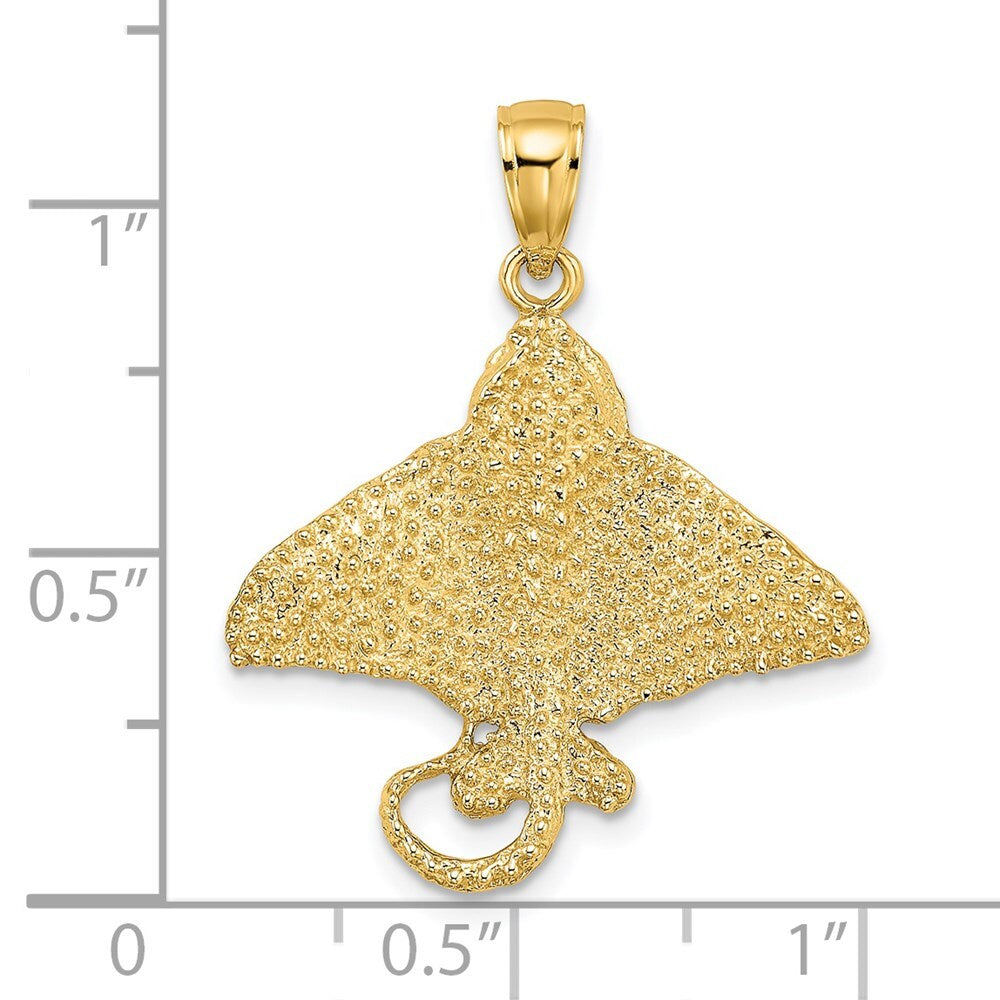 14k Yellow Gold Textured Spotted Eagle Ray Charm Pendant for Women