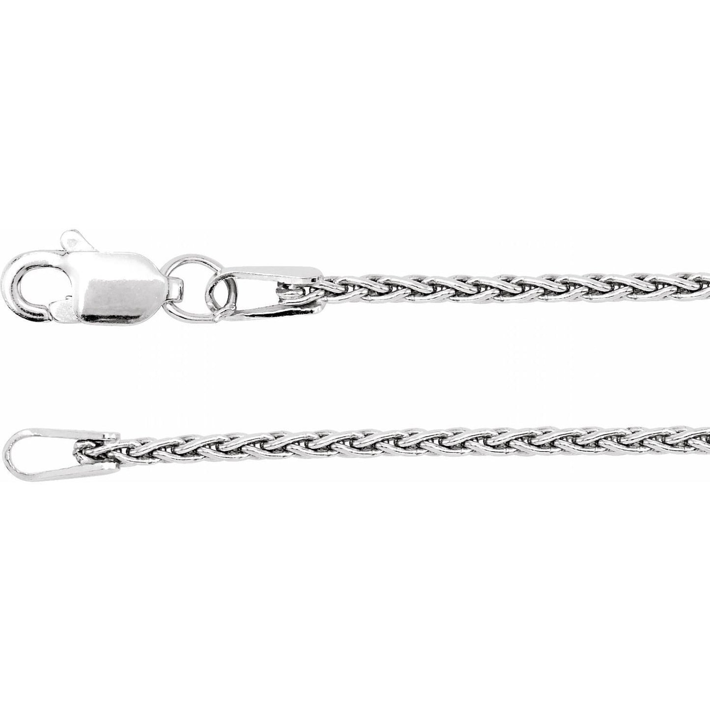 14k White Gold 1.25 mm Wheat Chain Necklace Fine Gift for Women 16"