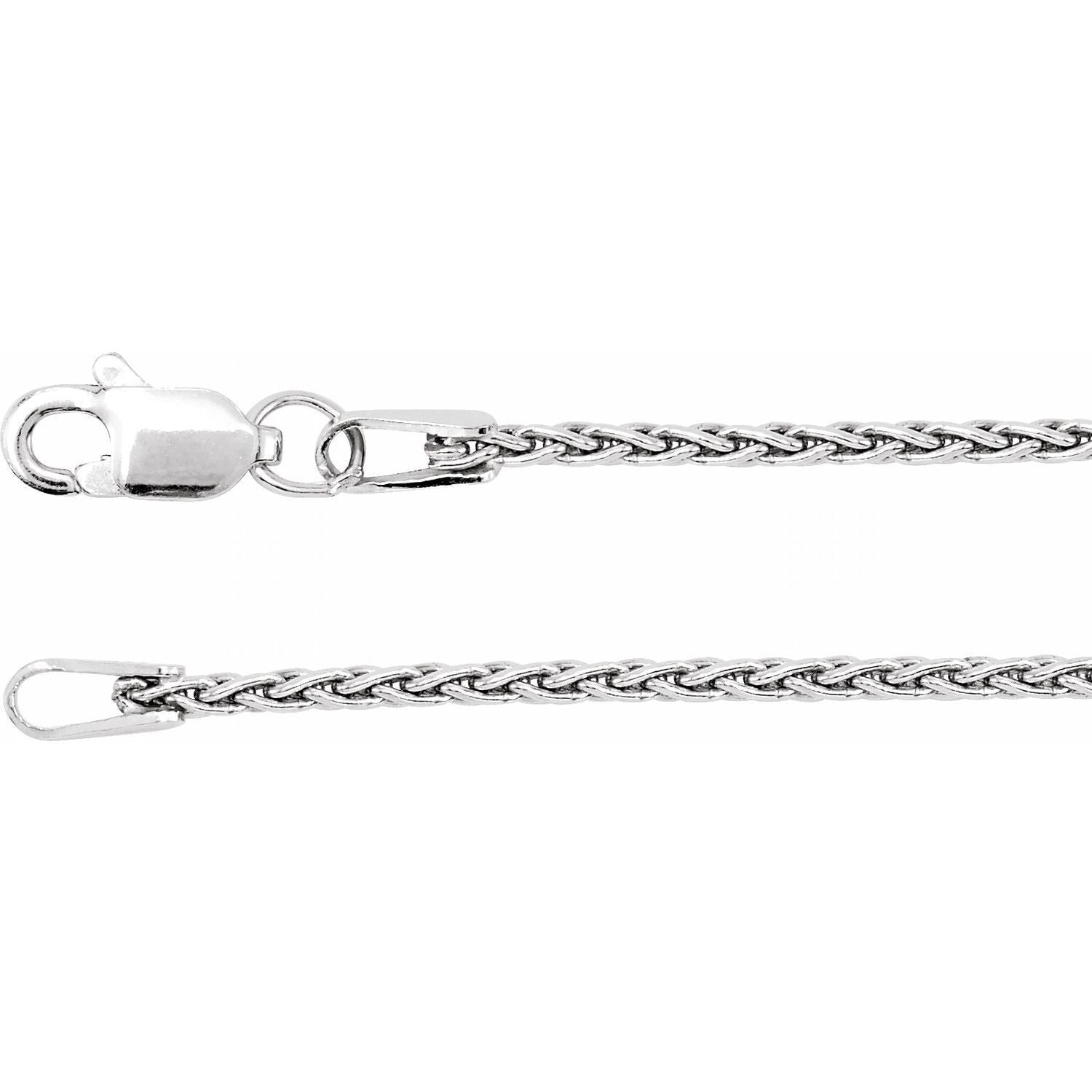 14k White Gold 1.25 mm Wheat Chain Necklace Fine Gift for Women 16"