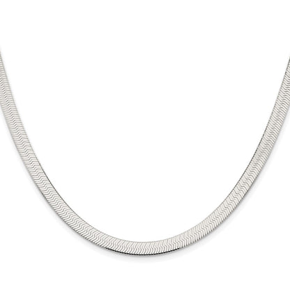 Sterling Silver Rhodium-plated 5.25mm Magic Herringbone Chain Necklace