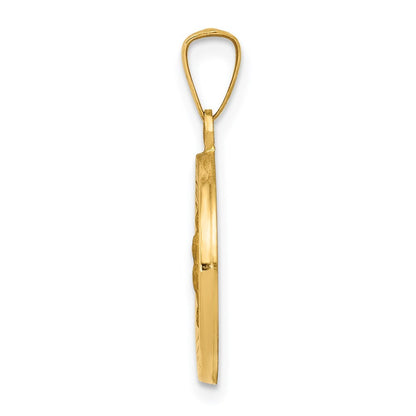 14k Yellow Gold Polished and Satin Our Lady Guadalupe Medal Hollow Pendant