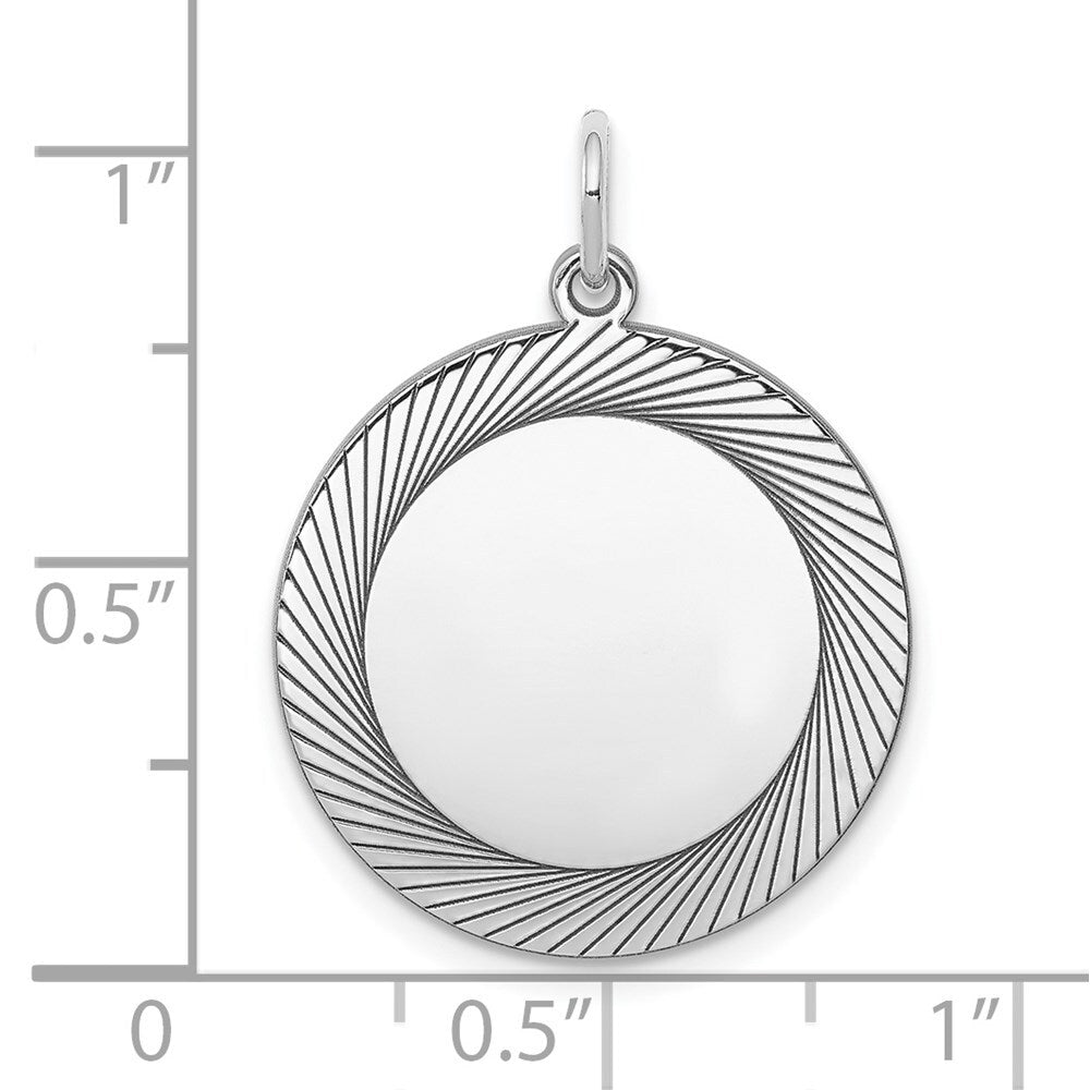 Sterling Silver Engraveable Round Polished Front/Satin Back Disc Charm