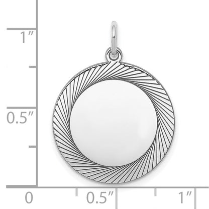 Sterling Silver Engraveable Round Polished Front/Satin Back Disc Charm
