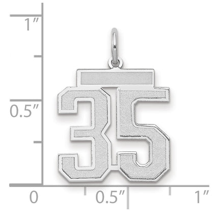 14K White Medium Satin Number 35 Charm