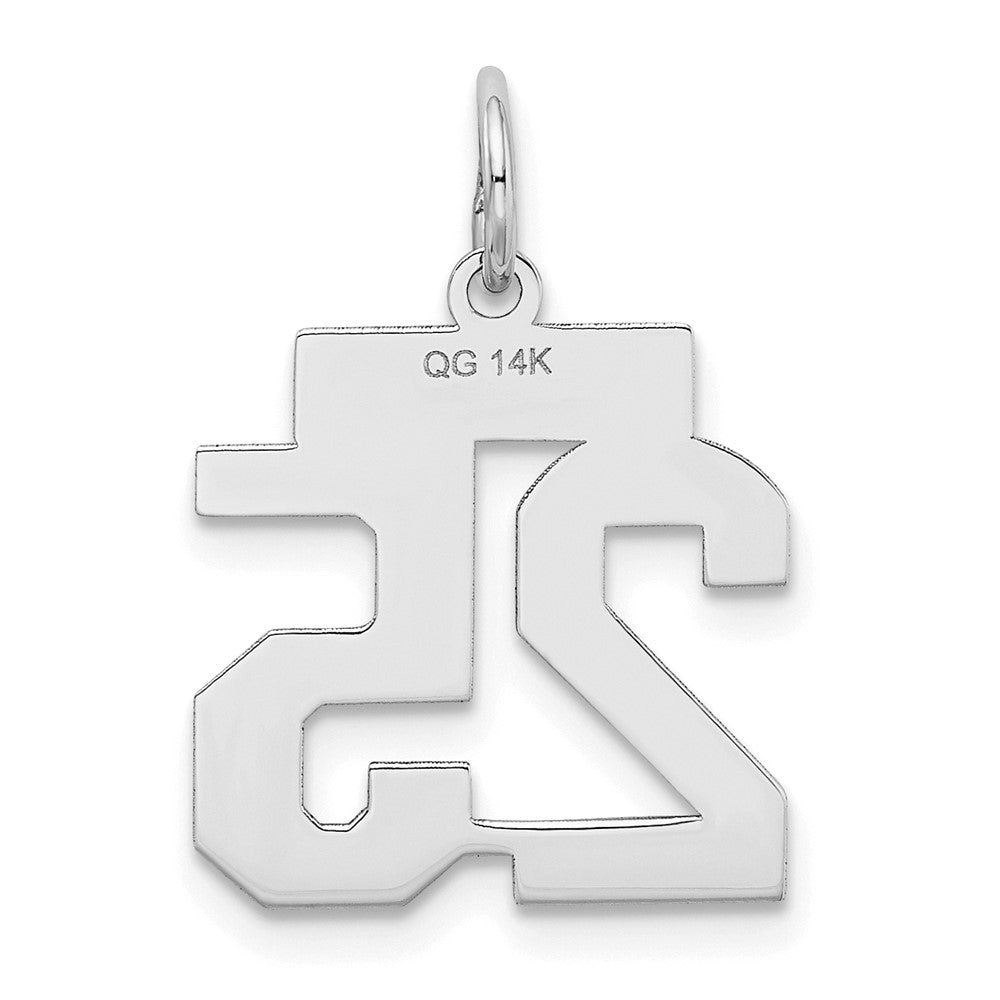 14K White Small Satin Number 25 Charm
