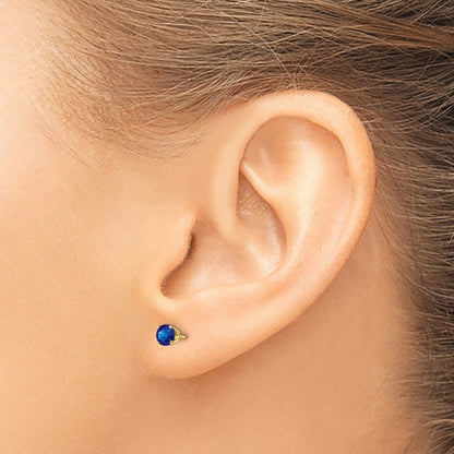 14k Yellow Gold 4mm September/Sapphire Earrings