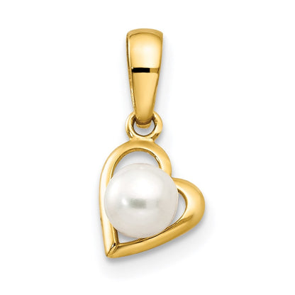 14k Yellow Gold FW Cultured Pearl Children's Heart Pendant