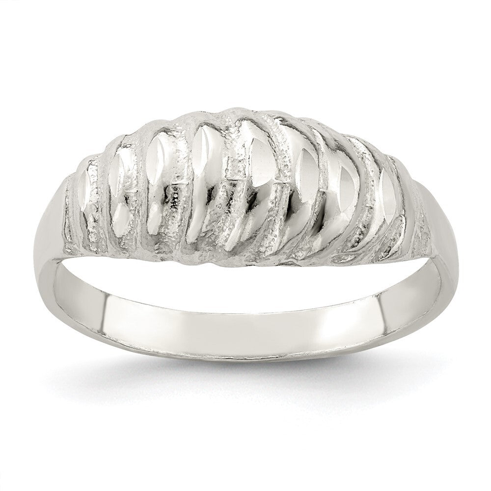 Sterling Silver Diamond-cut Domed Ring Size 8