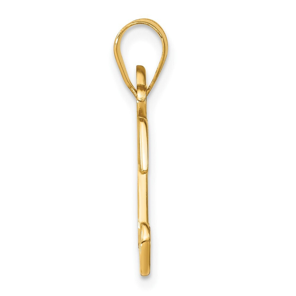 14k Yellow Gold Script Letter K Initial Pendant with Diamond for Women