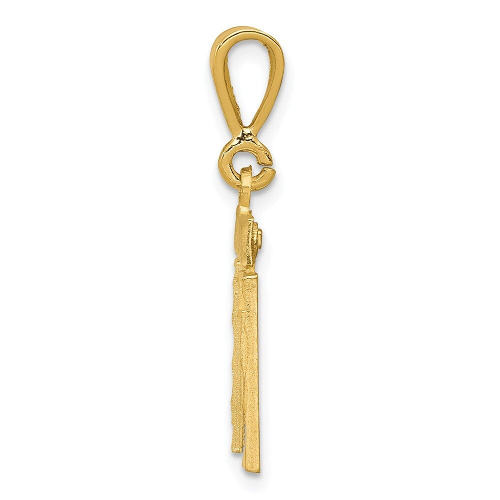 14k Yellow Gold Small Brushed Diamond-cut Number 11 Charm Pendant for Women