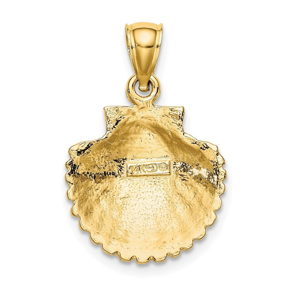 14k Yellow Gold Scallop Shell Pendant for Women