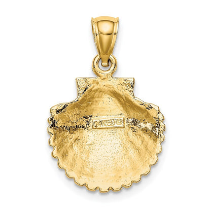 14k Yellow Gold Scallop Shell Pendant for Women
