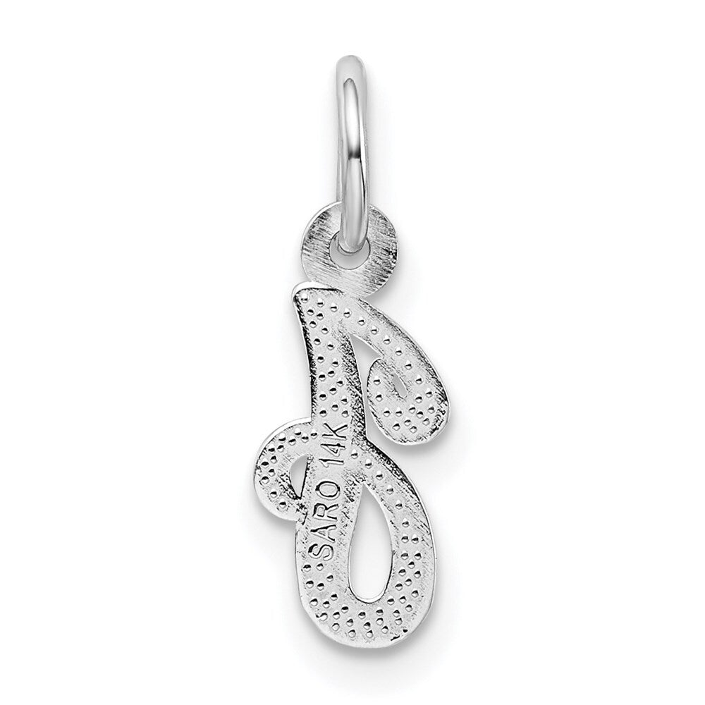 14k White Gold Casted Script Letter J Initial Charm Pendant for Women