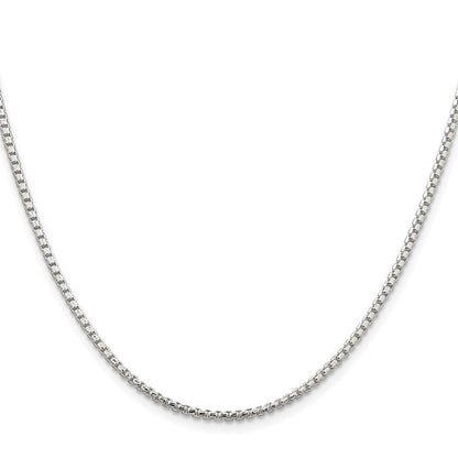 Sterling Silver Rhodium-plated 2mm Diamond-cut Round Box Chain