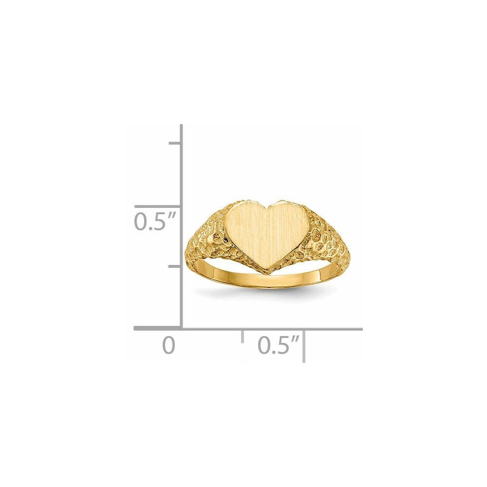 14K Yellow Gold 7.5x8.0mm Open Back Heart Signet Ring