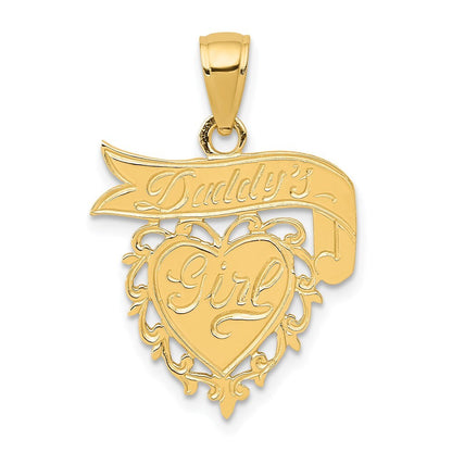 14k Yellow Gold DADDYS GIRL Heart Pendant for Women