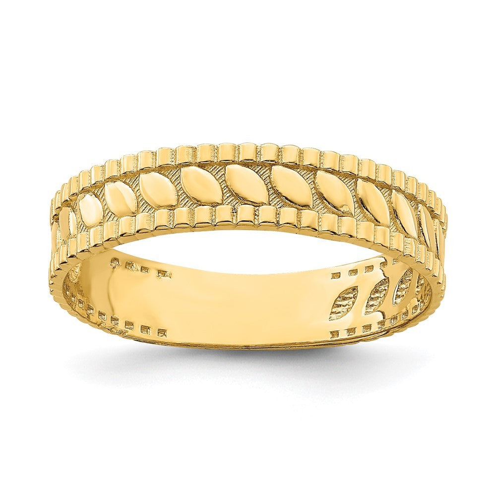 14k Yellow Gold Leaf Engraved Thumb Ring (size 9)
