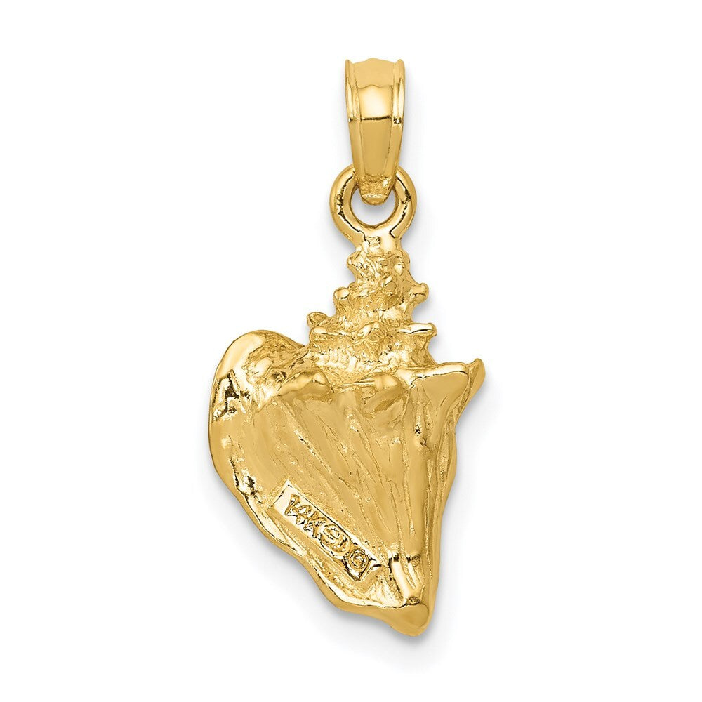 14k Yellow Gold 3-D Conch Shell Pendant for Women