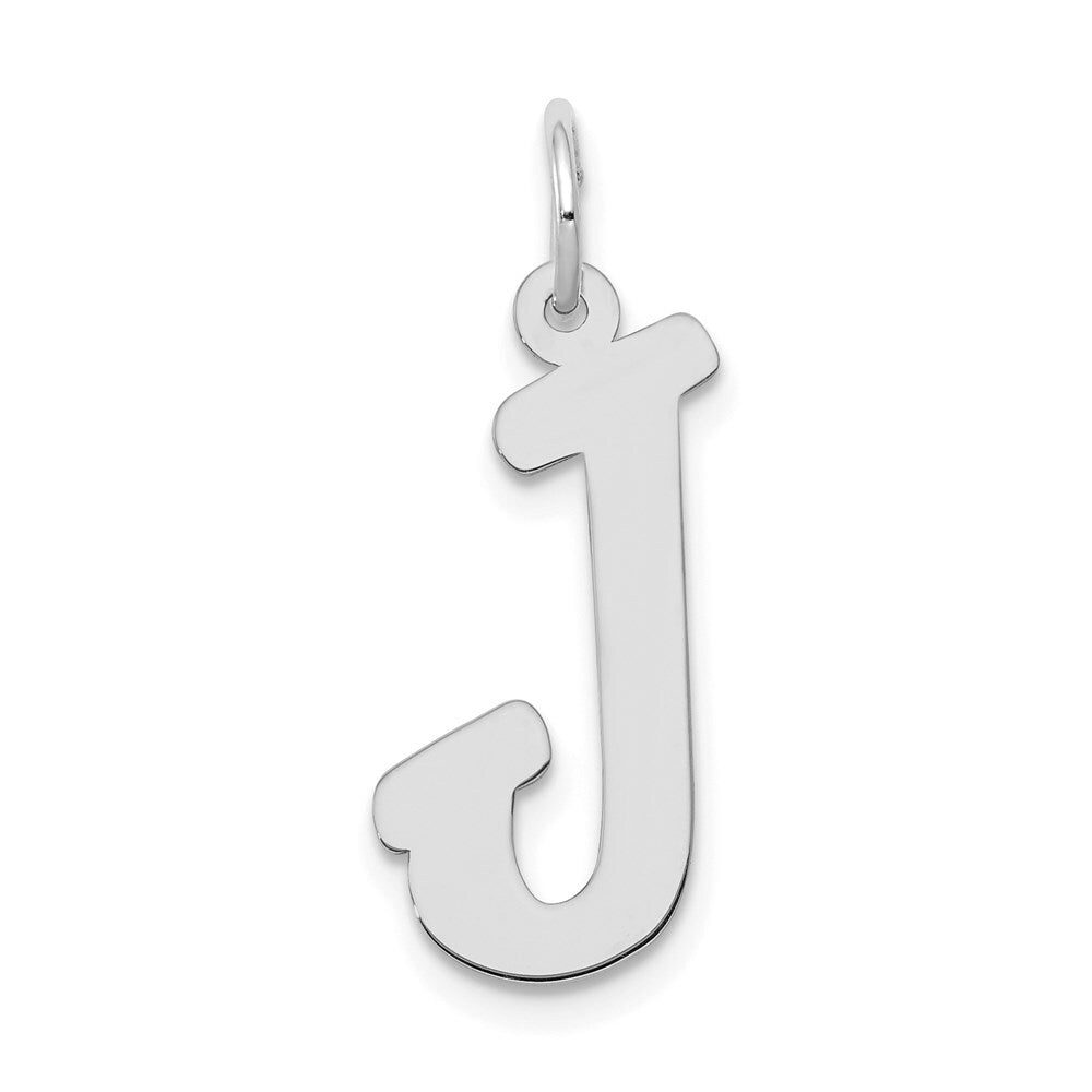 14k White Gold Large Script Letter J Initial Charm Pendant for Women