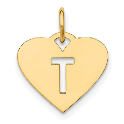 14k Yellow Gold Initial Letter T Initial Charm