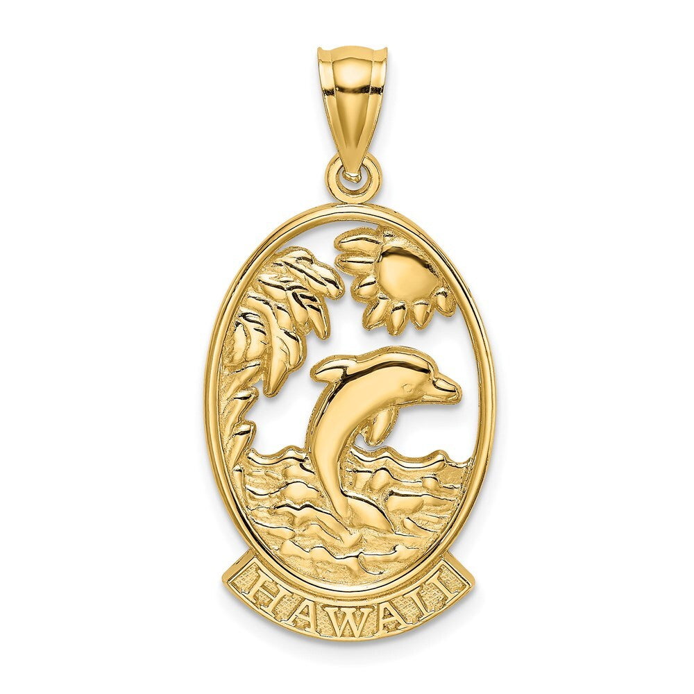 14k Yellow Gold HAWAII Dolphins in Waves Charm