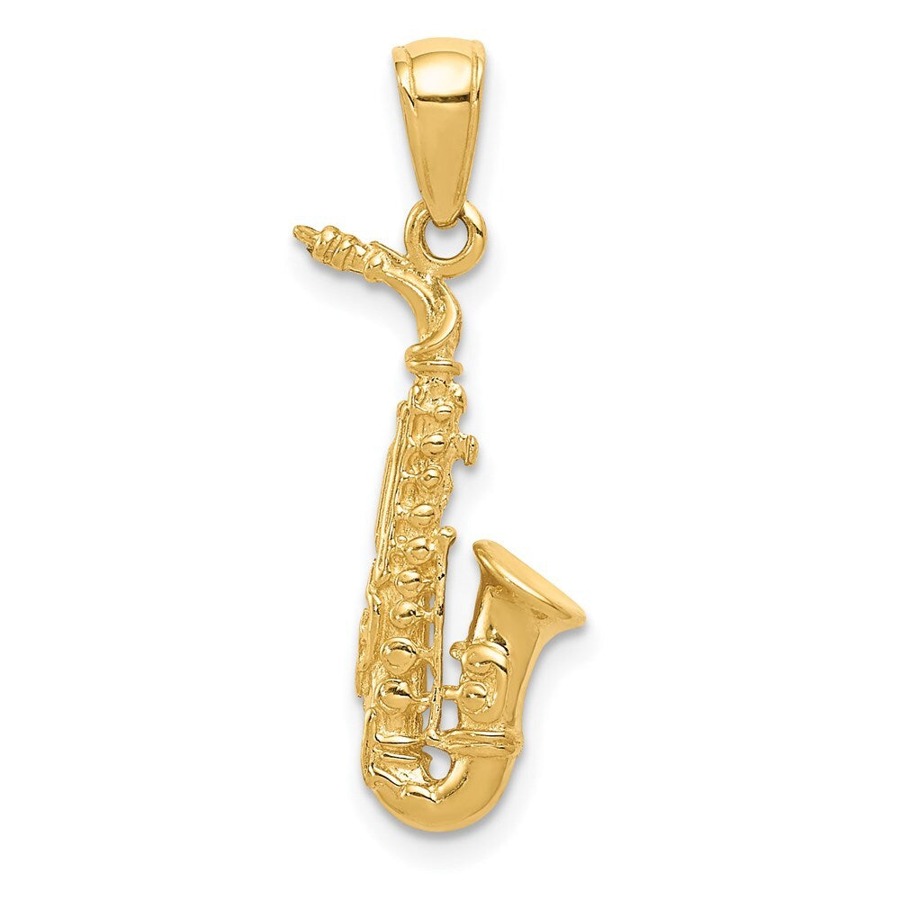 14k Yellow Gold 3-D Saxophone Pendant for Women