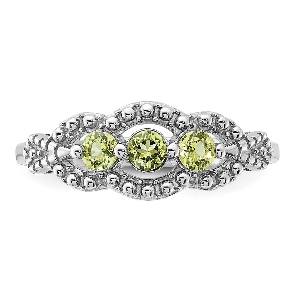 Sterling Silver Rhodium-plated Peridot Ring Size 8