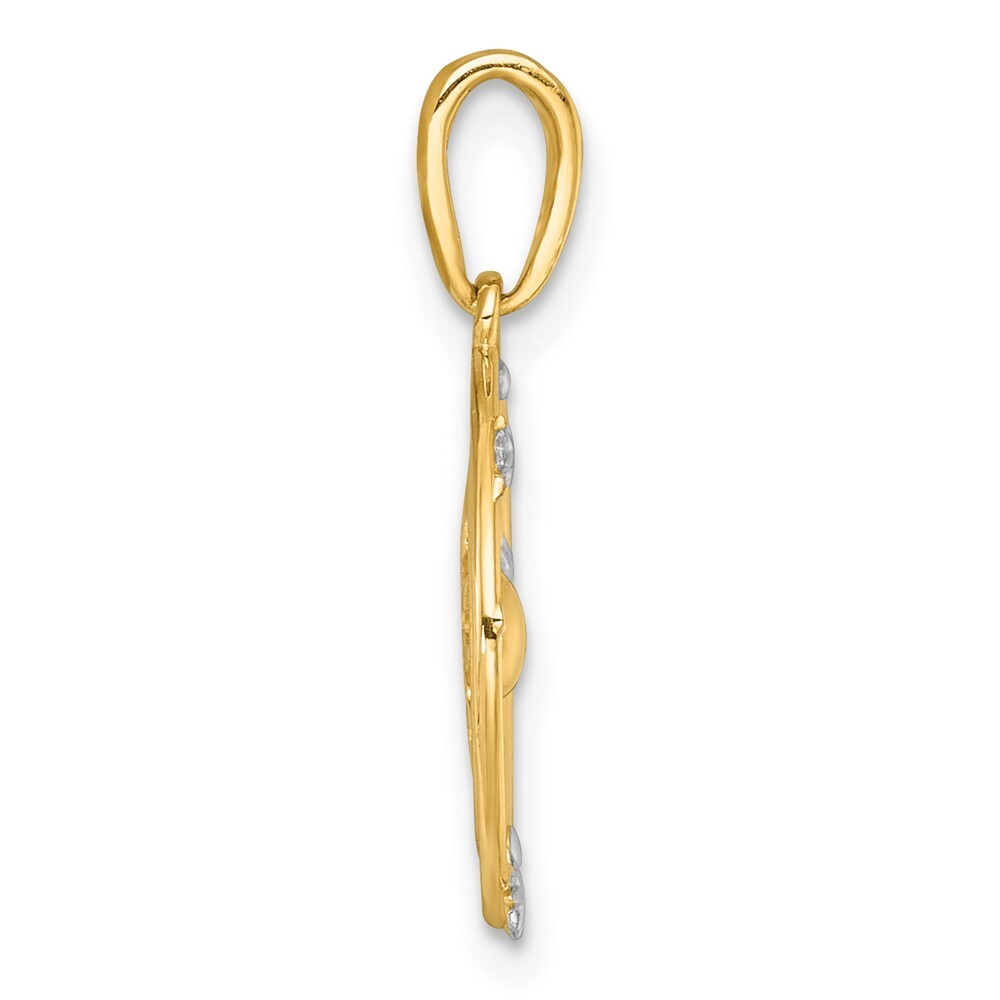14k Yellow Gold White Rhodium Polished Sun With Solar System Orbit Charm Pendant