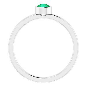 Rhodium-Plated Sterling Silver 4 mm Simulated Emerald Engagement Ring